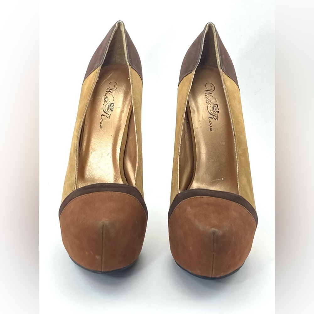 Wild Rose Two-Tone Brown Heels - Picture 2 of 6